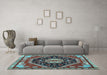 Machine Washable Persian Light Blue Traditional Rug in a Living Room, wshtr4242lblu