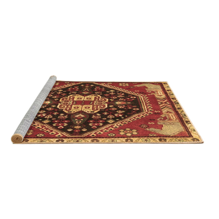 Sideview of Machine Washable Persian Brown Traditional Rug, wshtr4242brn