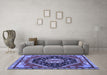 Machine Washable Persian Blue Traditional Rug in a Living Room, wshtr4242blu
