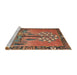 Sideview of Machine Washable Traditional Brown Red Rug, wshtr4243