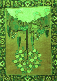 Animal Green Traditional Rug, tr4243grn