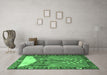 Machine Washable Animal Emerald Green Traditional Area Rugs in a Living Room,, wshtr4243emgrn