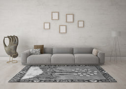 Machine Washable Animal Gray Traditional Rug in a Living Room,, wshtr4243gry