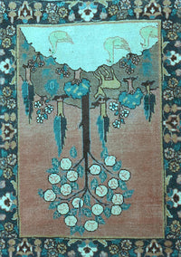 Animal Light Blue Traditional Rug, tr4243lblu