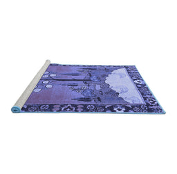 Sideview of Machine Washable Animal Blue Traditional Rug, wshtr4243blu