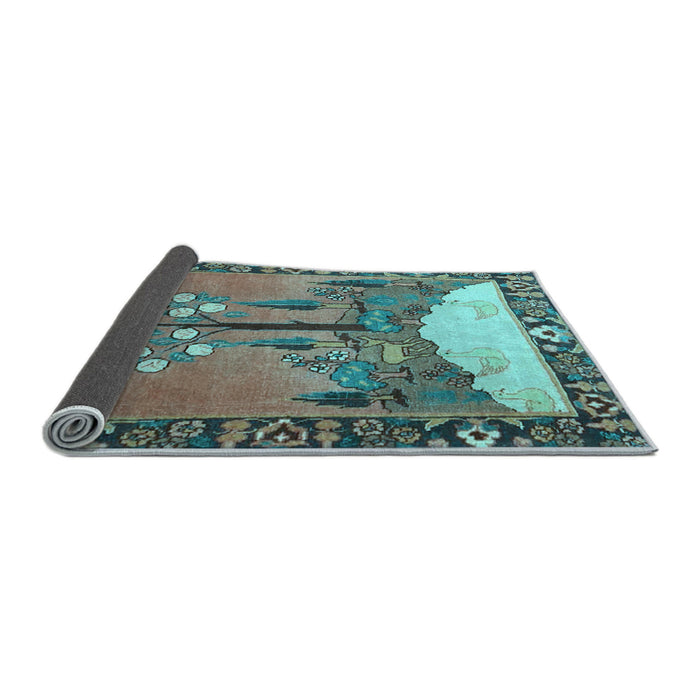 Sideview of Animal Light Blue Traditional Rug, tr4243lblu