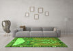 Machine Washable Animal Green Traditional Area Rugs in a Living Room,, wshtr4243grn