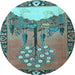 Round Animal Light Blue Traditional Rug, tr4243lblu