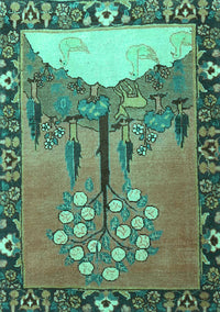 Animal Turquoise Traditional Rug, tr4243turq