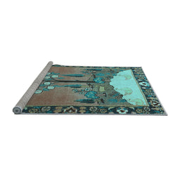 Sideview of Machine Washable Animal Light Blue Traditional Rug, wshtr4243lblu