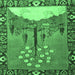 Square Machine Washable Animal Emerald Green Traditional Area Rugs, wshtr4243emgrn