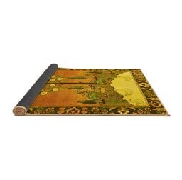 Sideview of Animal Yellow Traditional Rug, tr4243yw