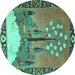 Round Animal Turquoise Traditional Rug, tr4243turq