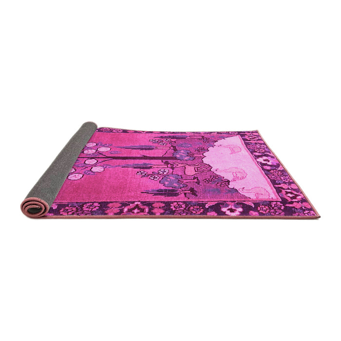 Sideview of Animal Pink Traditional Rug, tr4243pnk