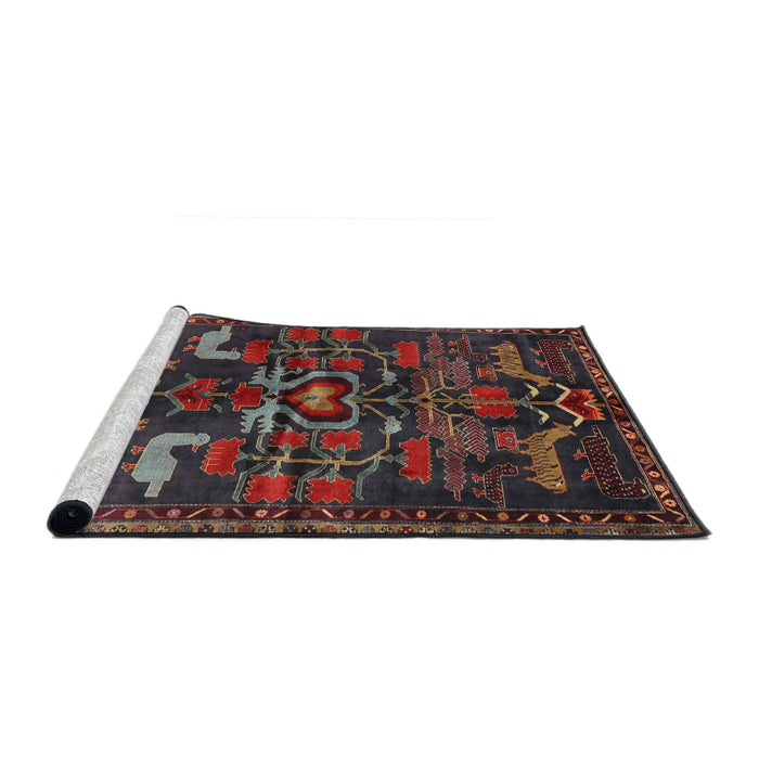 Sideview of Machine Washable Traditional Brown Rug, wshtr4244