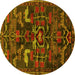 Round Animal Yellow Traditional Rug, tr4244yw