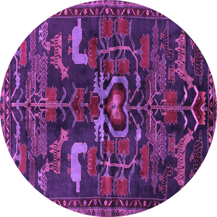 Round Animal Purple Traditional Rug, tr4244pur