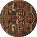 Round Machine Washable Animal Brown Traditional Rug, wshtr4244brn