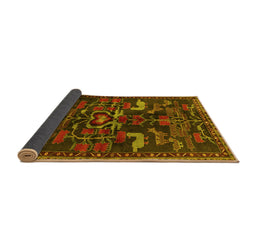 Sideview of Animal Yellow Traditional Rug, tr4244yw