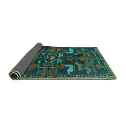 Sideview of Animal Turquoise Traditional Rug, tr4244turq