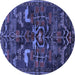 Round Animal Blue Traditional Rug, tr4244blu