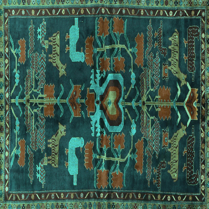 Square Machine Washable Animal Turquoise Traditional Area Rugs, wshtr4244turq