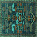 Square Machine Washable Animal Turquoise Traditional Area Rugs, wshtr4244turq