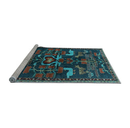 Sideview of Machine Washable Animal Light Blue Traditional Rug, wshtr4244lblu