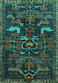 Animal Turquoise Traditional Rug, tr4244turq