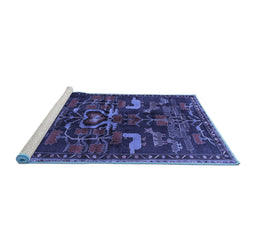 Sideview of Machine Washable Animal Blue Traditional Rug, wshtr4244blu