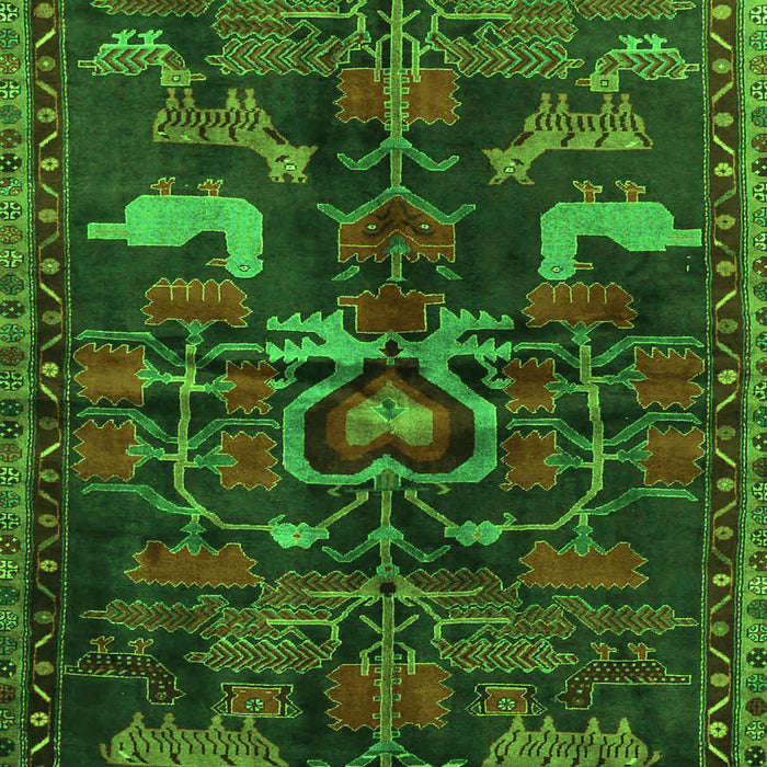 Animal Green Traditional Rug, tr4244grn