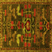 Square Animal Yellow Traditional Rug, tr4244yw