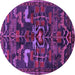 Round Machine Washable Animal Purple Traditional Area Rugs, wshtr4244pur