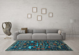 Machine Washable Animal Light Blue Traditional Rug in a Living Room, wshtr4244lblu