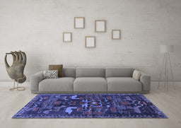 Machine Washable Animal Blue Traditional Rug in a Living Room, wshtr4244blu