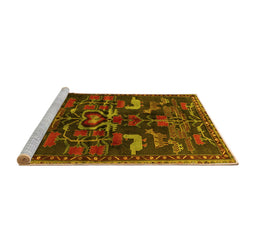 Sideview of Machine Washable Animal Yellow Traditional Rug, wshtr4244yw