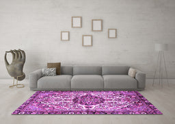 Machine Washable Persian Purple Traditional Area Rugs in a Living Room, wshtr4245pur