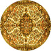 Round Persian Yellow Traditional Rug, tr4245yw