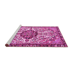 Sideview of Machine Washable Persian Pink Traditional Rug, wshtr4245pnk