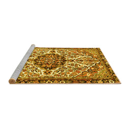 Sideview of Machine Washable Persian Yellow Traditional Rug, wshtr4245yw