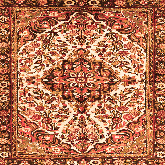 Round Machine Washable Persian Orange Traditional Area Rugs, wshtr4245org
