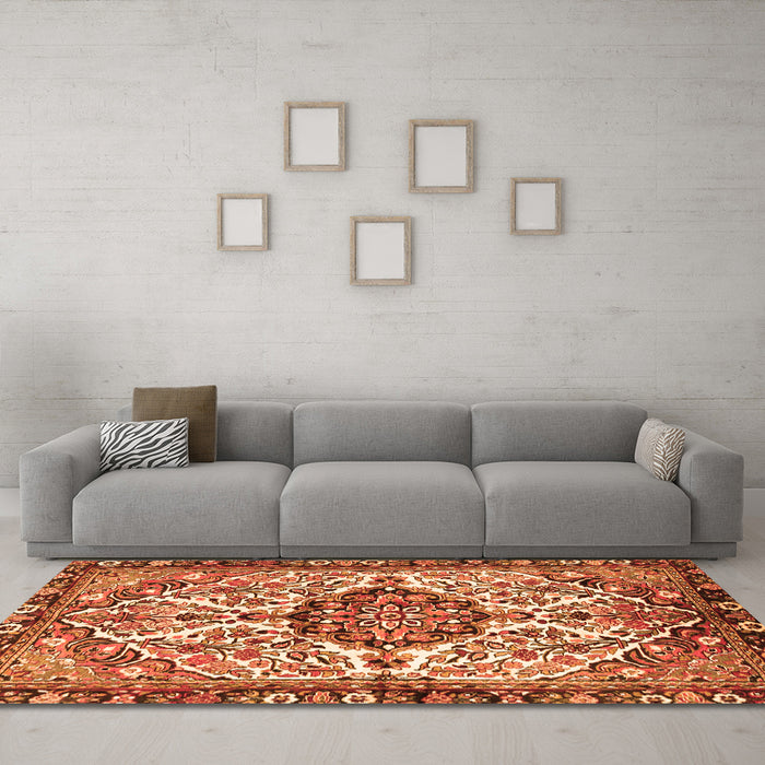 Machine Washable Persian Orange Traditional Area Rugs in a Living Room, wshtr4245org