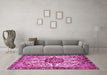 Machine Washable Persian Pink Traditional Rug in a Living Room, wshtr4245pnk