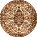 Round Persian Brown Traditional Rug, tr4245brn