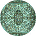 Round Persian Turquoise Traditional Rug, tr4245turq