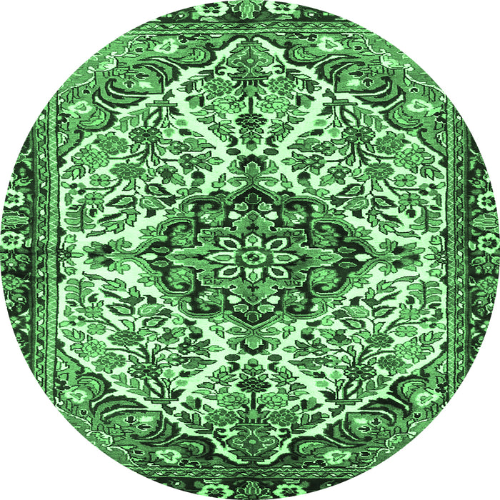 Round Persian Emerald Green Traditional Rug, tr4245emgrn