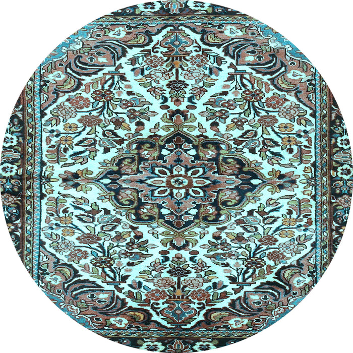 Round Persian Light Blue Traditional Rug, tr4245lblu