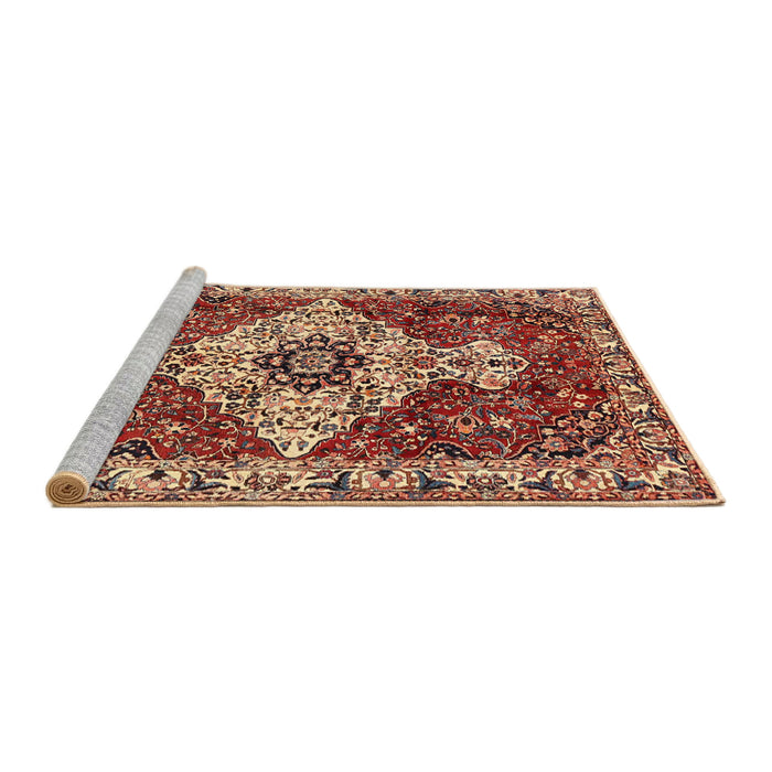 Sideview of Machine Washable Traditional Saffron Red Rug, wshtr4246