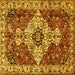 Square Machine Washable Persian Yellow Traditional Rug, wshtr4246yw