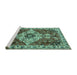 Sideview of Machine Washable Persian Turquoise Traditional Area Rugs, wshtr4246turq